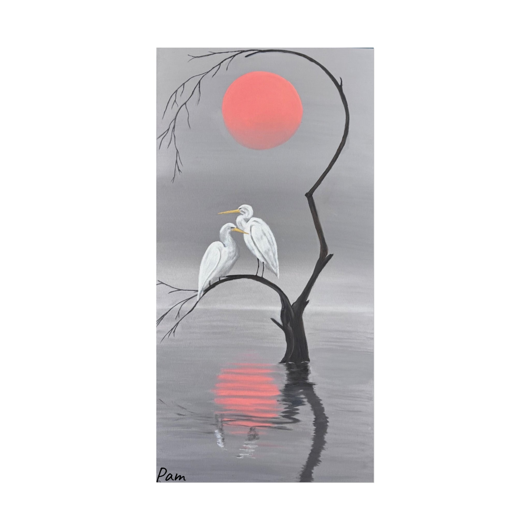 Heron Birds Sunset Art Poster | Minimalist Coastal Print | Gallery Quality
