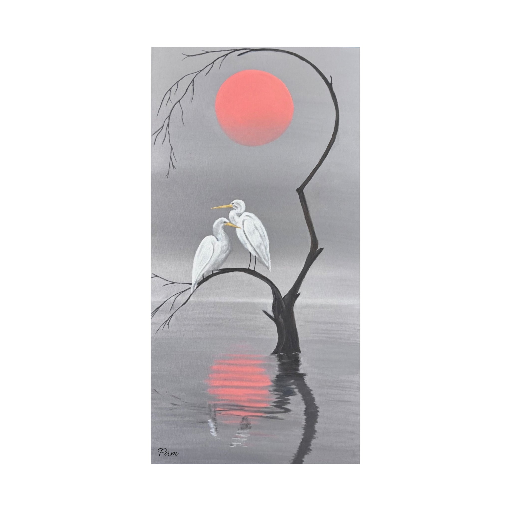 Heron Sunset Canvas Wall Art | Matte Stretched Canvas | 30"×60" Limited Edition