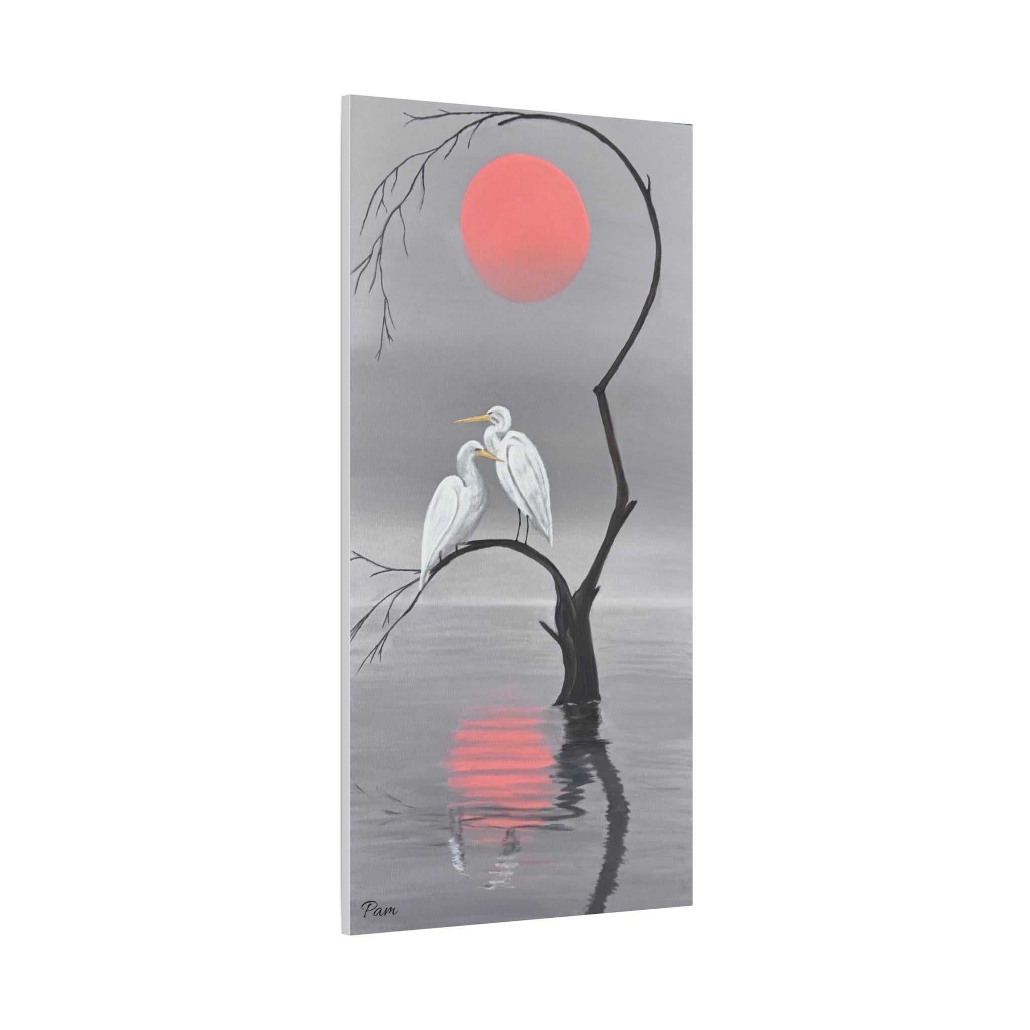 Heron Sunset Canvas Wall Art | Matte Stretched Canvas | 30"×60" Limited Edition